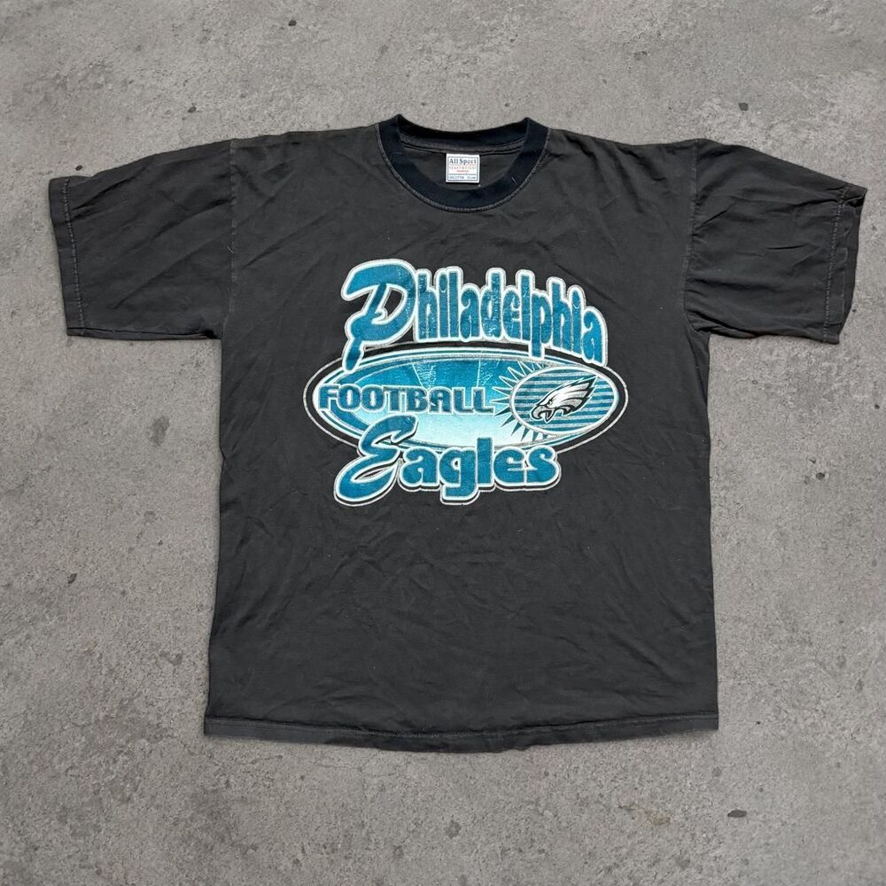 Vintage 1990s Faded NFL Philadelphia Eagles Graphic Print Shirt Two Tone Size XL
